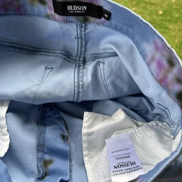 Hudson Barbara High Waist Skinny Ankle Jeans Pant Blue Blurred Floral USA Sz 28 - Picture 4 of 16